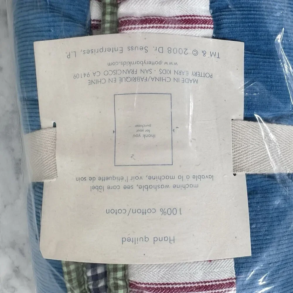Pottery Barn Kids Dr Seuss SMALL Quilted Sham Set 100% Cotton Blue Red White